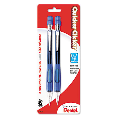 Quicker Clicker Mechanical Pencil, 0.7 Mm, Hb (#2), Black Lead, Blue Barrel, 2/pack