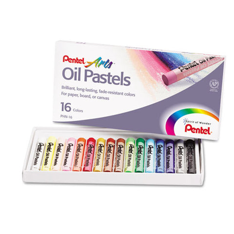 Oil Pastel Set With Carrying Case, 16 Assorted Colors, 0.38" Dia X 2.38", 16/pack