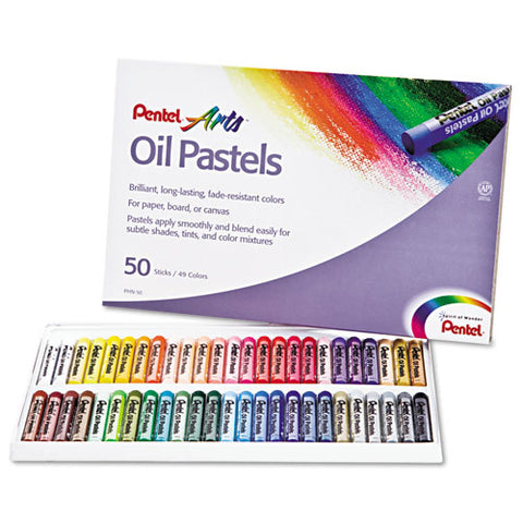 Oil Pastel Set With Carrying Case, 45 Assorted Colors, 0.38' Dia X 2.38", 50/pack