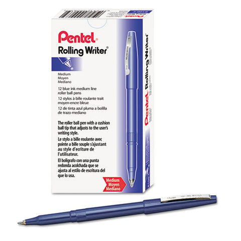 Rolling Writer Roller Ball Pen, Stick, Medium 0.8 Mm, Blue Ink, Blue Barrel, Dozen