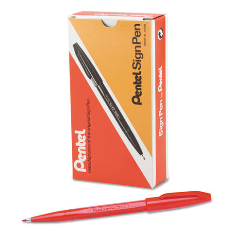 Sign Pen Fine Point Color Marker, Extra-fine Bullet Tip, Red, Dozen