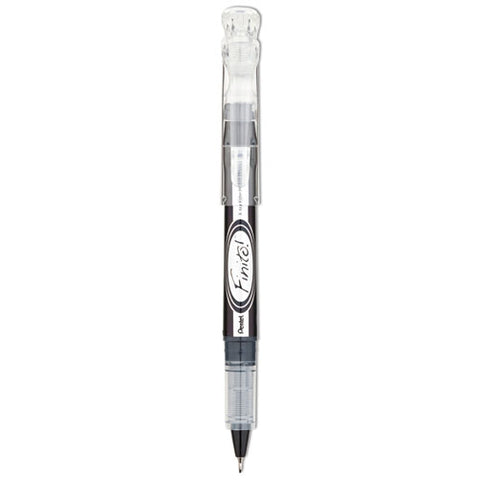 Finito! Porous Point Pen, Stick, Extra-fine 0.4 Mm, Black Ink, Black/silver/clear Barrel