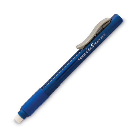 Clic Eraser Grip Eraser, For Pencil Marks, White Eraser, Blue Barrel