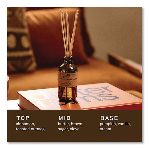Reed Diffuser, Spiced Pumpkin, 3.5 Oz, 4.25" Bottle, 9" Reeds, Amber
