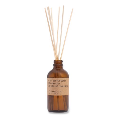 Reed Diffuser, Golden Coast, 3.5 Oz, 4.25" Bottle, 9" Reeds, Amber