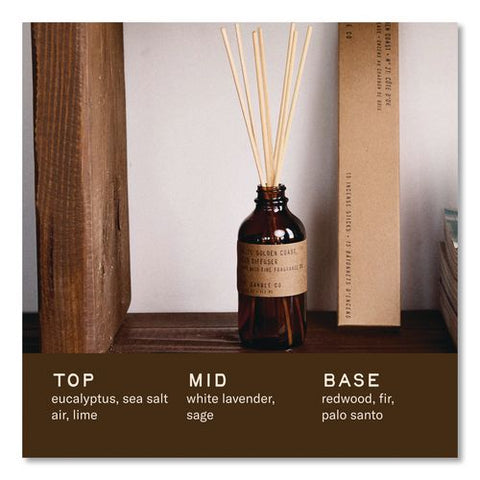 Reed Diffuser, Golden Coast, 3.5 Oz, 4.25" Bottle, 9" Reeds, Amber