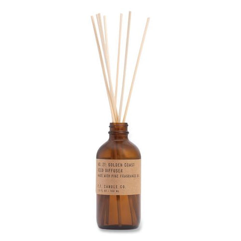 Reed Diffuser, Golden Coast, 3.5 Oz, 4.25" Bottle, 9" Reeds, Amber