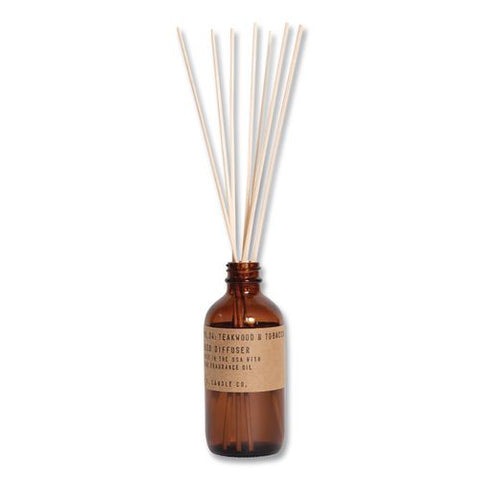 Reed Diffuser, Teakwood And Tobacco, 3.5 Oz, 4.25" Bottle, 9" Reeds, Amber