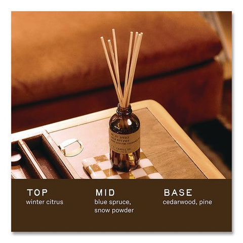 Reed Diffuser, Spruce, 3.5 Oz, 4.25" Bottle, 9" Reeds, Amber