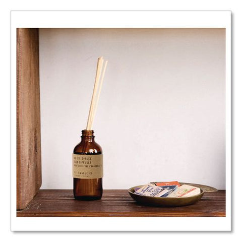 Reed Diffuser, Spruce, 3.5 Oz, 4.25" Bottle, 9" Reeds, Amber