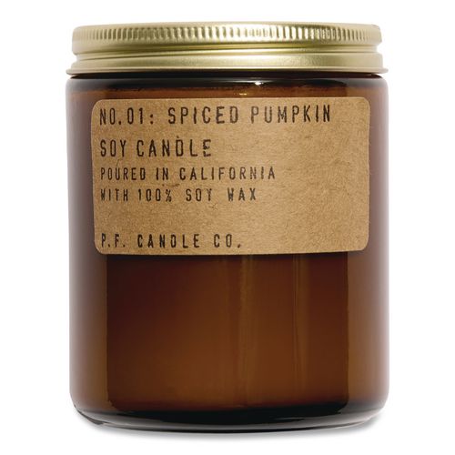 Soy Jar Candle, Spiced Pumpkin, 50 Hours Burn Time, 7.2 Oz, Amber