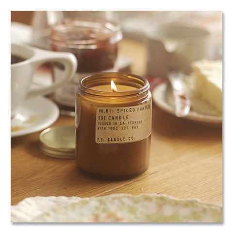 Soy Jar Candle, Spiced Pumpkin, 50 Hours Burn Time, 7.2 Oz, Amber