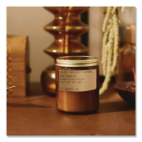 Soy Jar Candle, Spiced Pumpkin, 50 Hours Burn Time, 7.2 Oz, Amber