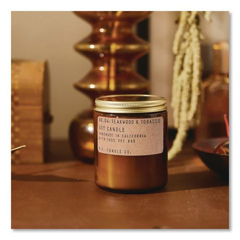 Soy Jar Candle, Teakwood And Tobacco, 50 Hour Burn Time, 7.2 Oz, Amber