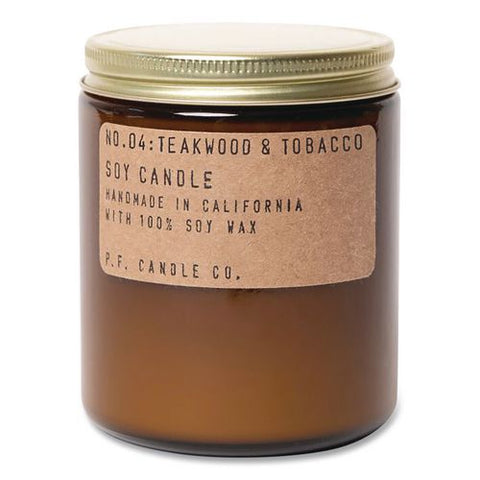 Soy Jar Candle, Teakwood And Tobacco, 50 Hour Burn Time, 7.2 Oz, Amber
