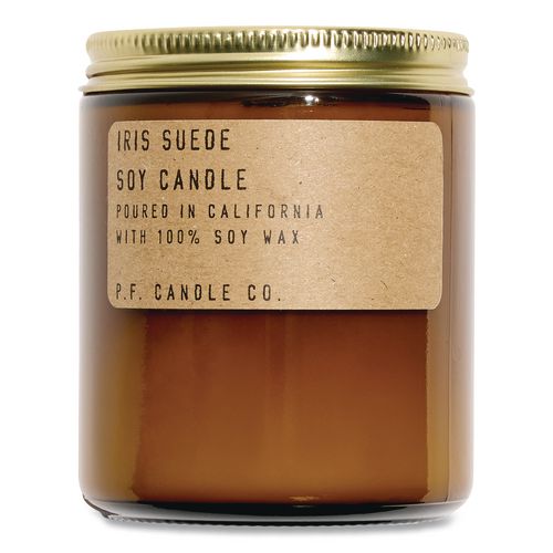 Soy Jar Candle, Iris Suede, 50 Hour Burn Time, 7.2 Oz, Amber