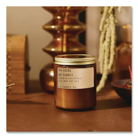 Soy Jar Candle, Iris Suede, 50 Hour Burn Time, 7.2 Oz, Amber