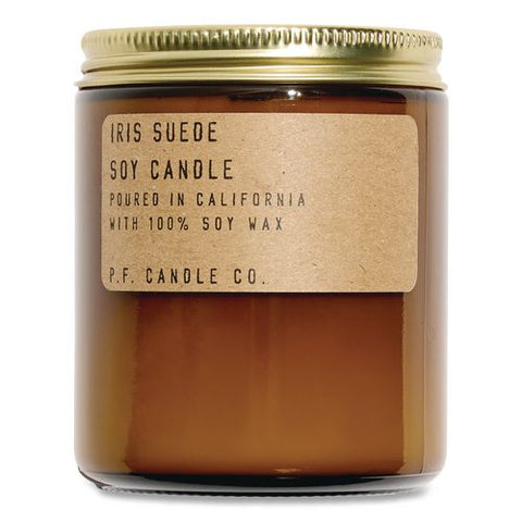 Soy Jar Candle, Iris Suede, 50 Hour Burn Time, 7.2 Oz, Amber