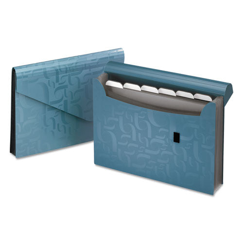 Expanding Poly Files, 3.5" Expansion, 7 Sections, Hook/loop Closure, 1/6-cut Tabs, Letter Size, Blue