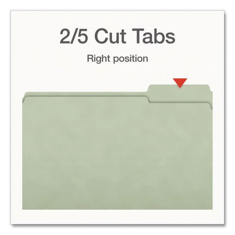 Heavy-duty Pressboard Fastener Folders, 2/5-cut Tab: Right, Expands 2", 2 Fasteners, Legal Size, Gray/green, 25/box
