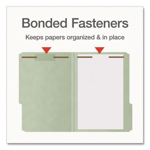 Heavy-duty Pressboard Fastener Folders, 2/5-cut Tab: Right, Expands 2", 2 Fasteners, Legal Size, Gray/green, 25/box