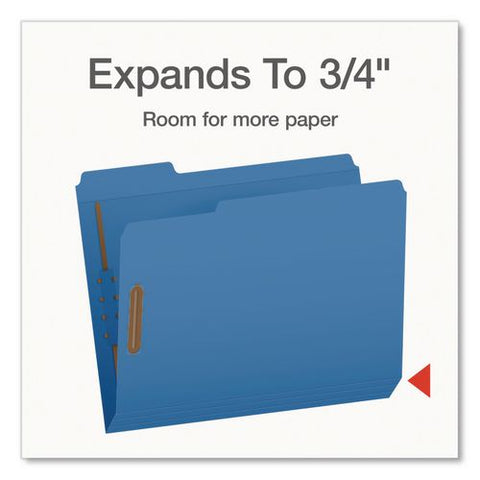 Heavy-duty Fastener Folder, 1/3-cut Tab: Assorted, Expands 0.75", 2 Fasteners, Letter Size, Assorted, 50/box
