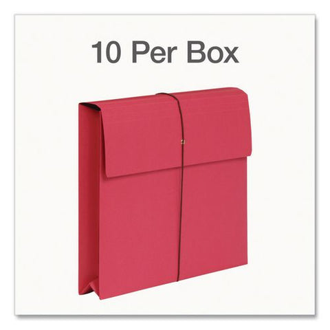 Expanding Wallet With Elastic Closure, 2" Expansion, 1 Section, Letter Size, Red, 10/box