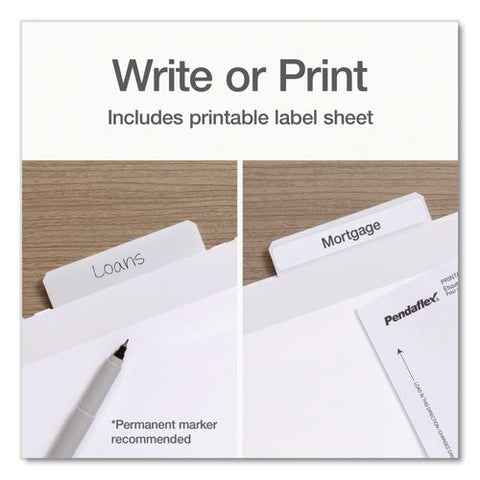 Ready-tab Reinforced Hanging File Folders, Letter Size, 1/3-cut Tabs, White, 20/box