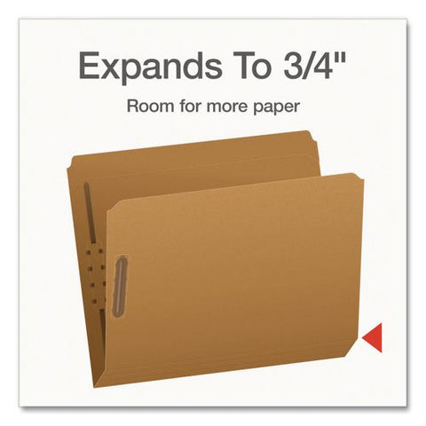 Kraft Fastener Folders, Straight Tab, Expands 0.75", 2 Fasteners, Letter Size, Kraft, 50/box