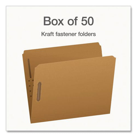 Kraft Fastener Folders, Straight Tab, Expands 0.75", 2 Fasteners, Letter Size, Kraft, 50/box