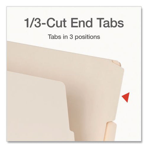 Manila End Tab Folders, 1/3-cut Tabs: Assorted, Letter Size, 0.75" Expansion, Manila, 100/box