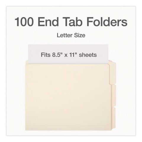 Manila End Tab Expansion Folders, 1/3-cut Tabs: Assorted, Letter Size, 0.75" Expansion, Manila, 100/box