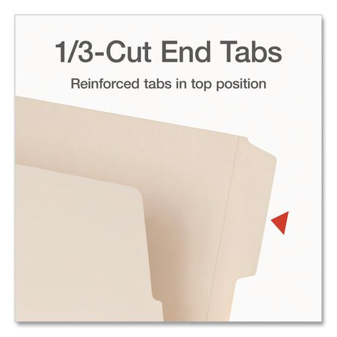End Tab File Folder, 1/3-cut Tabs, Top, Letter Size, 0.75" Expansion, Manila, 100/box
