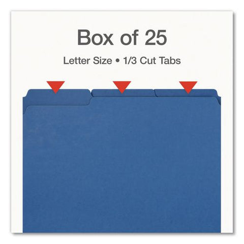 Recycled Colored File Folders, 1/3-cut Tabs: Assorted, Letter Size, 1" Expansion, Dark Blue, 25/box