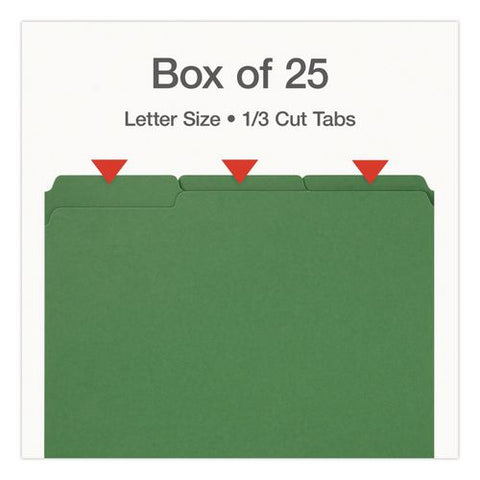 Recycled Colored File Folders, 1/3-cut Tabs: Assorted, Letter Size, 1" Expansion, Green, 25/box