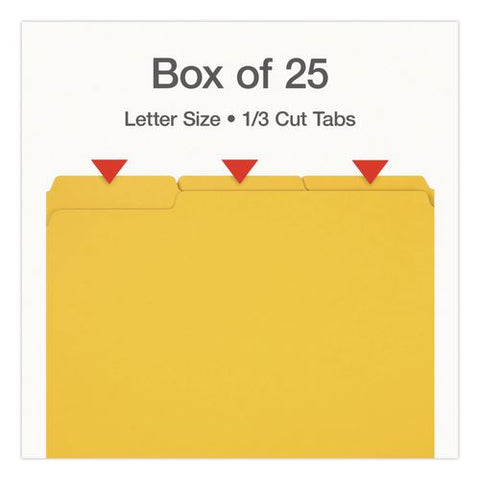 Recycled Colored File Folders, 1/3-cut Tabs: Assorted, Letter Size, 1" Expansion, Yellow, 25/box