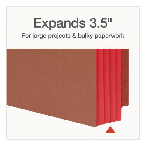 End Tab File Pocket, Red Gusset, 3.5" Expansion Letter Size, Brown/red, 10/box
