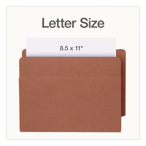 End Tab File Pocket, Red Gusset, 3.5" Expansion Letter Size, Brown/red, 10/box