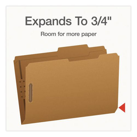 Kraft Fastener Folders, 2/5-cut Tab: Right Of Center, Expands 0.75", 2 Fasteners, Legal Size, Kraft, 50/box