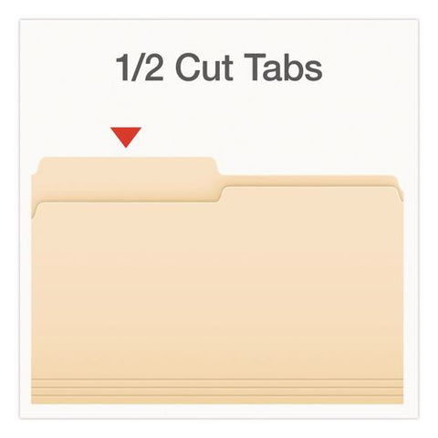Manila File Folders, 1/2-cut Tabs: Assorted, Legal Size, 0.75" Expansion, Manila, 100/box