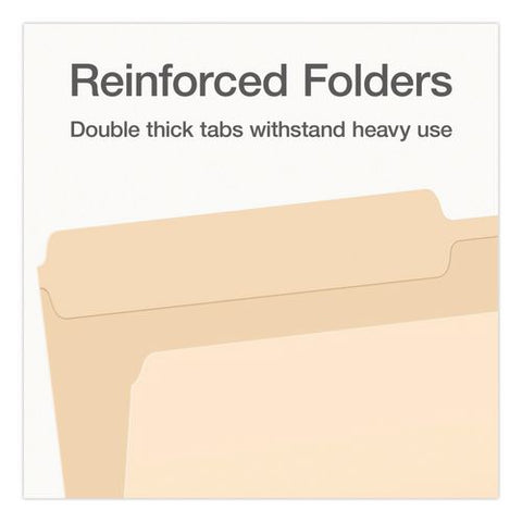 Manila File Folders, 1/2-cut Tabs: Assorted, Legal Size, 0.75" Expansion, Manila, 100/box