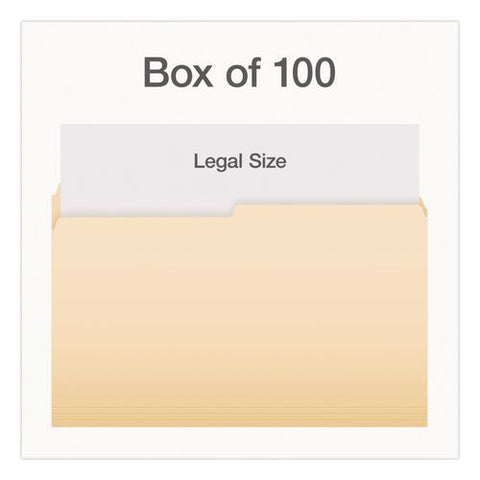 Manila File Folders, 1/2-cut Tabs: Assorted, Legal Size, 0.75" Expansion, Manila, 100/box