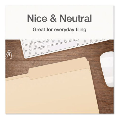 Manila File Folders, 1/2-cut Tabs: Assorted, Legal Size, 0.75" Expansion, Manila, 100/box