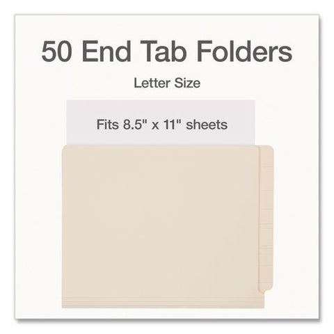 Manila End Tab Folders, Straight Tabs, Letter Size, 0.75" Expansion, Manila, 50/box