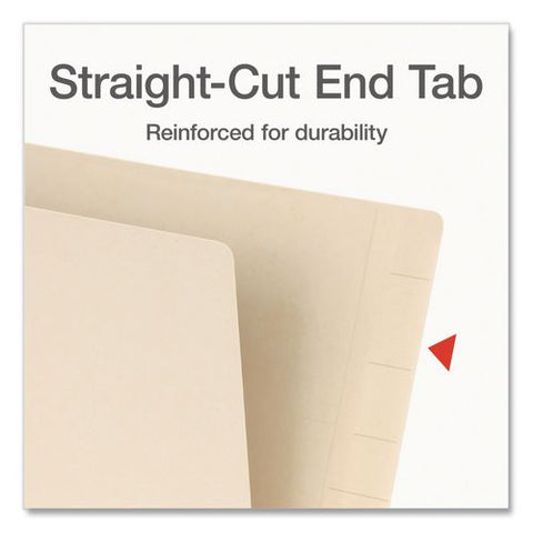 Manila End Tab Folders, Straight Tabs, Letter Size, 0.75" Expansion, Manila, 50/box