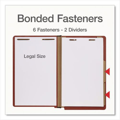 Heavy-duty Pressboard End Tab Classification Folders, Expands 2", 2 Dividers, 6 Fasteners, Legal Size, Brown, 10/box