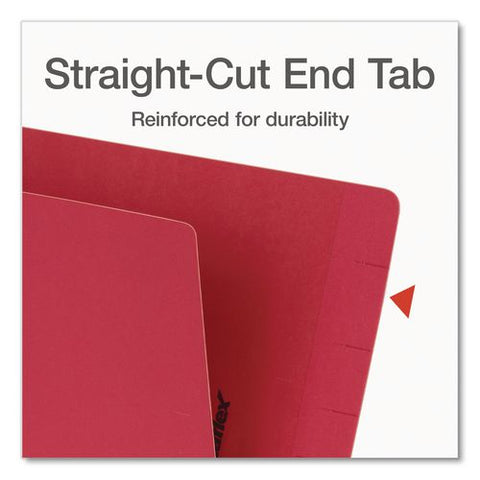 End Tab File Folder, Straight Cut, Legal Size, 0.75" Expansion, Red, 100/box