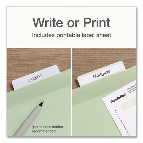 Ready-tab Reinforced Hanging File Folders, Letter Size, 1/3-cut Tabs, Sage Green, 20/box