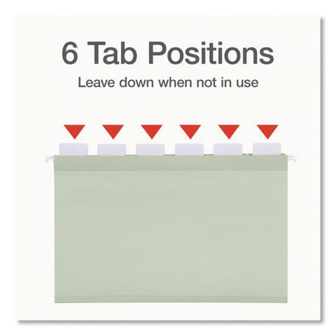 Ready-tab Reinforced Hanging File Folders, Legal Size, 1/6-cut Tabs, Sage Green, 20/box