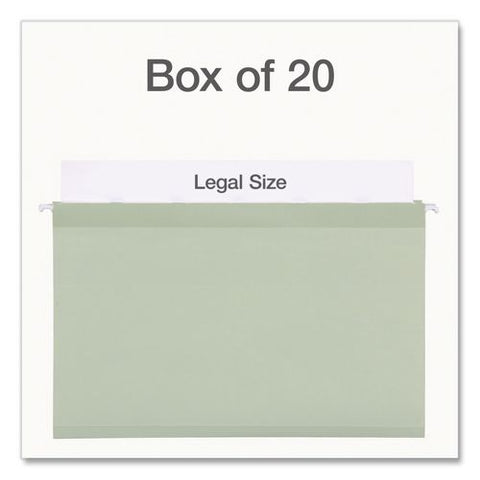 Ready-tab Reinforced Hanging File Folders, Legal Size, 1/6-cut Tabs, Sage Green, 20/box